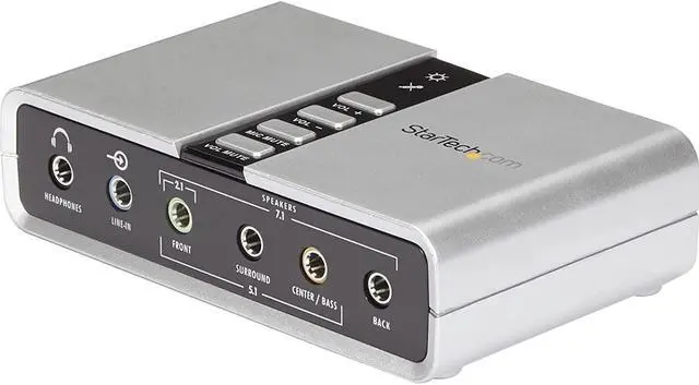 Main image of com 7.1 USB Sound Card - External Sound Card for Laptop with SPDIF Digital Audio - Sound Card for PC - Silver (ICUSBAUDIO7D)