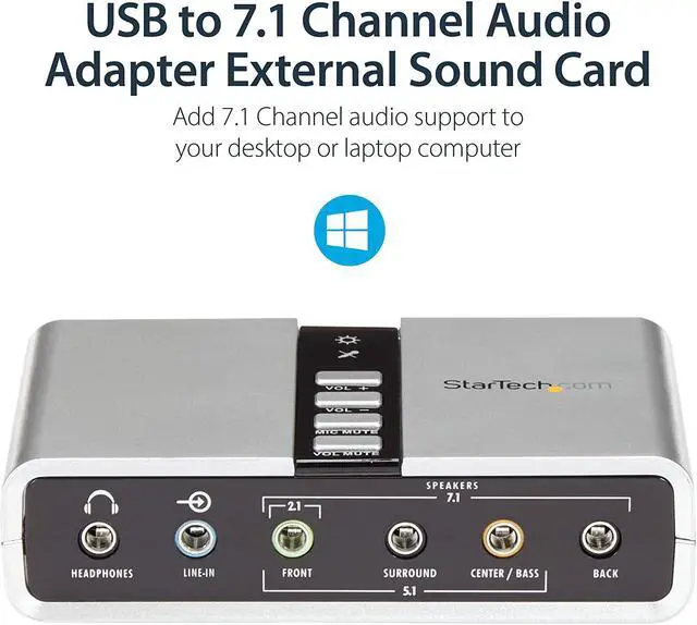 Alt view image 5 of 7 - com 7.1 USB Sound Card - External Sound Card for Laptop with SPDIF Digital Audio - Sound Card for PC - Silver (ICUSBAUDIO7D)