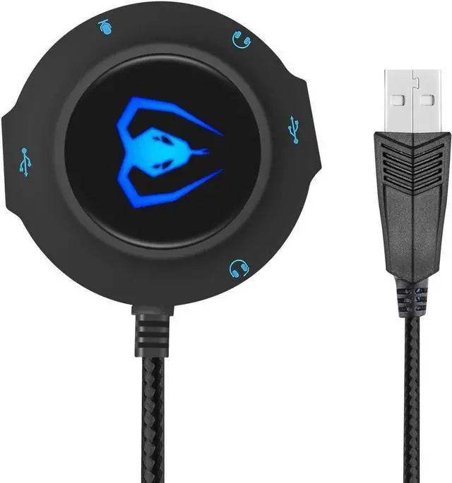 Alt view image 7 of 7 - Micolindun External Sound Card USB Hubs Audio Adapter to USB Port & 3.5mm Audio & Micro Jack for PC Laptop. Plug and Play (Blue)