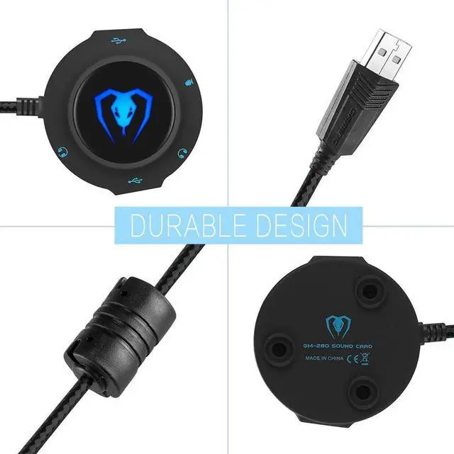 Alt view image 6 of 7 - Micolindun External Sound Card USB Hubs Audio Adapter to USB Port & 3.5mm Audio & Micro Jack for PC Laptop. Plug and Play (Blue)