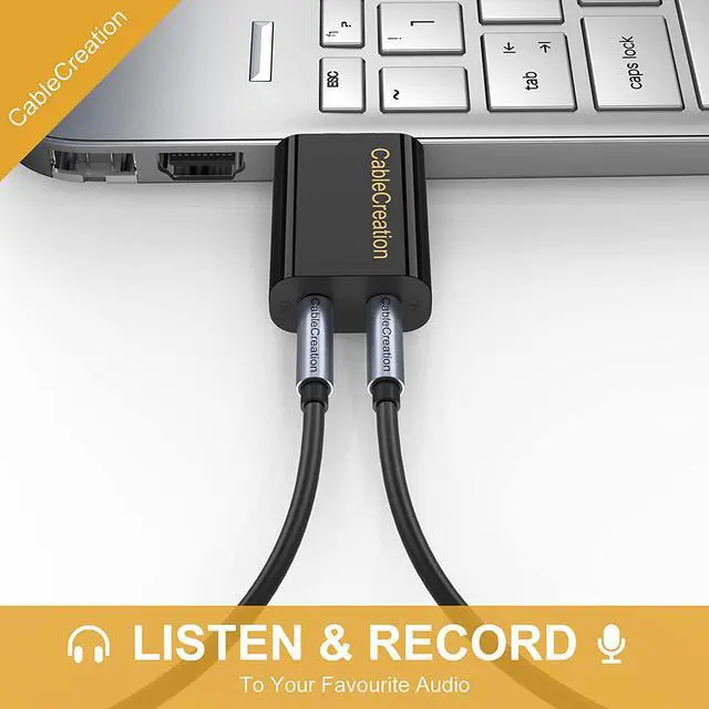 Alt view image 3 of 6 - USB Audio Adapter with 3.5mm Jack, CableCreation USB External Stereo Sound Card with 3.5mm Earphone and Microphone for PS4, PS5, Windows, Mac, Linux, Plug and Play, Black