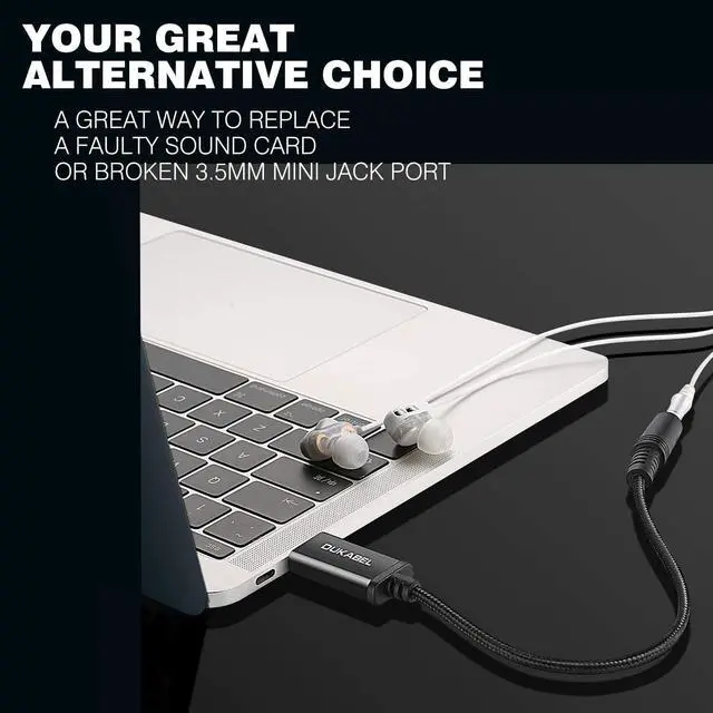 Alt view image 3 of 7 - USB to 3.5mm Jack Audio Adapter USB to Aux Cable with TRRS 4-Pole Mic-Supported USB to Headphone AUX Adapter Built-in Chip External Sound Card for PC PS4 PS5 and More [9.8 inch]