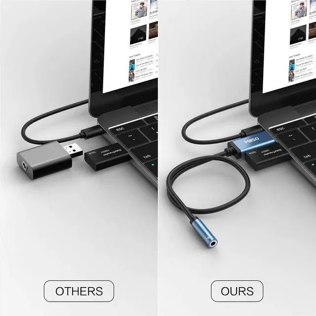Alt view image 6 of 7 - USB to 3.5mm Audio Jack Adapter Sapphire Blue TRRS USB to AUX Audio Jack External Stereo Sound Card for Headphone Speaker PS4 PS5 PC Laptop Desktops - 1 Feet