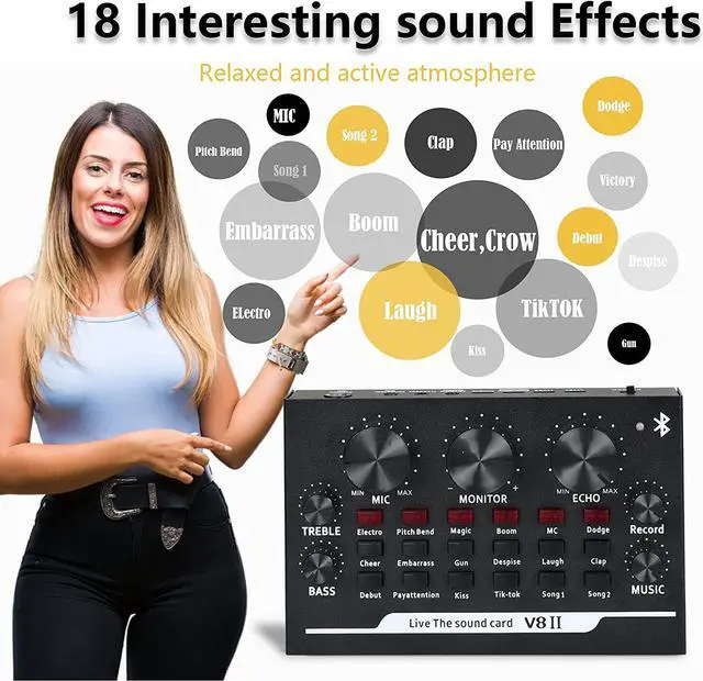 Alt view image 6 of 7 - Podcast Equipment Bundle, BM-800 Mic Kit and V8 Live Sound Card with Audio Mixer, Mic for Gaming, Live Streaming, Podcasting, Music Recording, with Adjustment Arm Stand