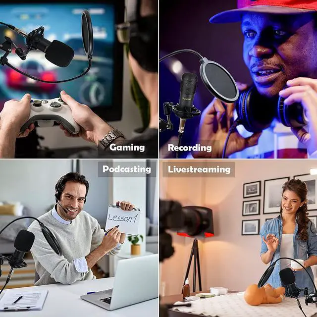 Alt view image 3 of 7 - Podcast Equipment Bundle, BM-800 Mic Kit and V8 Live Sound Card with Audio Mixer, Mic for Gaming, Live Streaming, Podcasting, Music Recording, with Adjustment Arm Stand