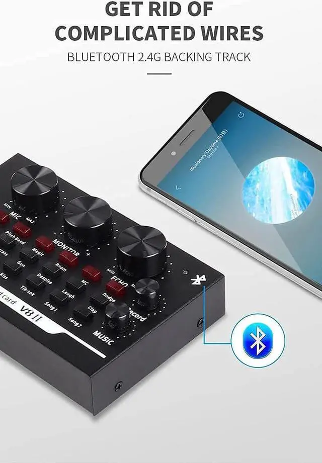 Alt view image 5 of 7 - Podcast Equipment Bundle, BM-800 Mic Kit and V8 Live Sound Card with Audio Mixer, Mic for Gaming, Live Streaming, Podcasting, Music Recording, with Adjustment Arm Stand