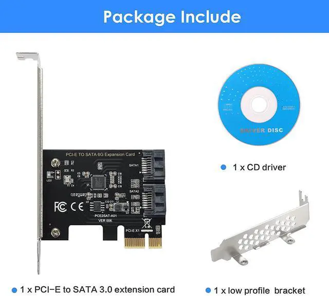 Alt view image 7 of 7 - PCIe SATA Card 2 Ports, PCI-E to SATA Expansion Card,6Gbps PCI-E (2X 4X 8X 16X) SATA 3.0 Controller Card for Windows10/8/7/XP/Vista/Linux,Support SSD and HDD