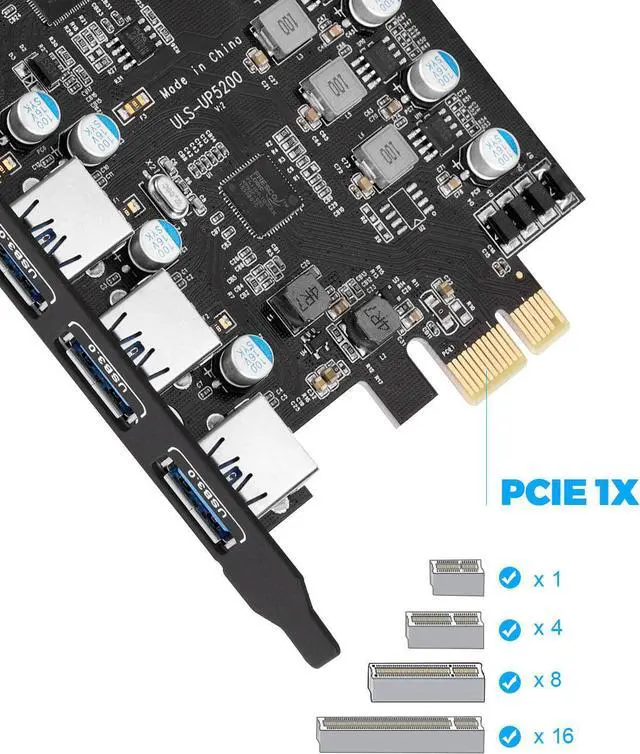 Alt view image 2 of 7 - PCIe Gen3 x2 USB 3.2/3.1 Card ASM3142- PCI Express to 4-Port Type C HUB Internal Expansion Card Controller Adapter PCI Express Card Desktop PC Support Multiple INs