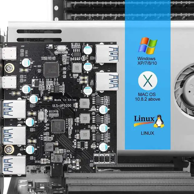 Alt view image 5 of 7 - PCIe Gen3 x2 USB 3.2/3.1 Card ASM3142- PCI Express to 4-Port Type C HUB Internal Expansion Card Controller Adapter PCI Express Card Desktop PC Support Multiple INs