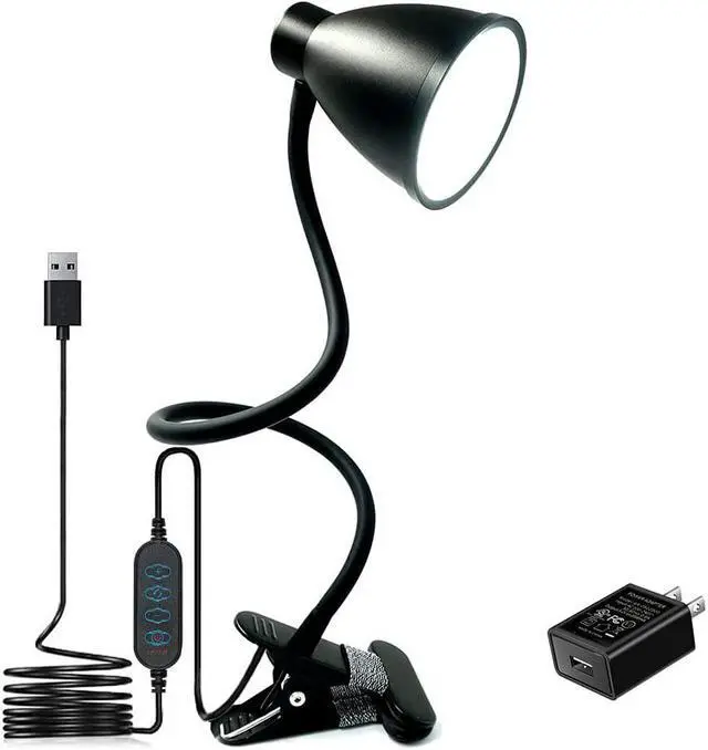Main image of BOHON Desk Lamp 3 Color Modes 10 Brightness Dimmer Reading Light 10W 38 LED Clamp Lamp with Auto Off Timer 360° Flexible Gooseneck Clip on Light for Bed Bedside, AC Adapter Include