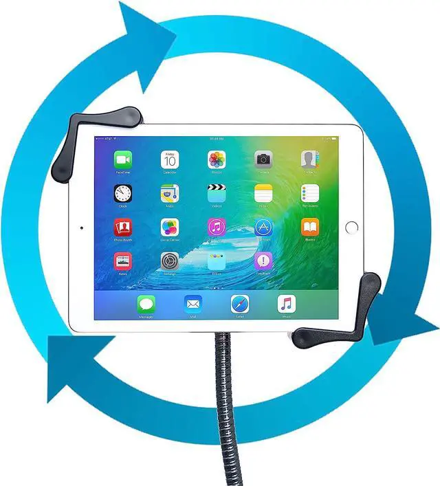 Alt view image 5 of 7 - Gooseneck Floor Stand  CTAs Compact Adjustable Gooseneck with Swivel Casters for iPad 7th/ 8th/ 9th Gen 10.2 iPad Air 4 12.9 Surface Pro Zebra & Other 7-13 Tablets (PAD-CGS)