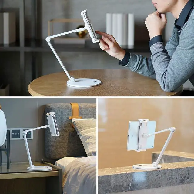 Alt view image 4 of 6 - Tablet Stand Tightness Adjustable 360°Rotatable Multi-Angle Eye-Level Aluminum Solid Long Arm Tablets Stands for iPad Pro Air  Surface Pro 3/4/5/6/7/X  Galaxy Tabs Kindle etc