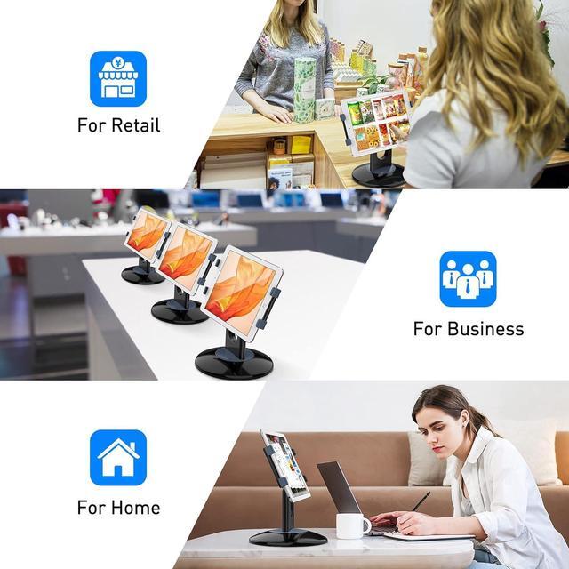 Alt view image 4 of 7 - Retail Kiosk iPad Stand 360° Rotating Commercial POS Tablet Stand Fits 6-13 (Screens) iPad Mini Pro-Business Swivel Tablet Holder for Store Office Reception Kitchen Desktop (Black)