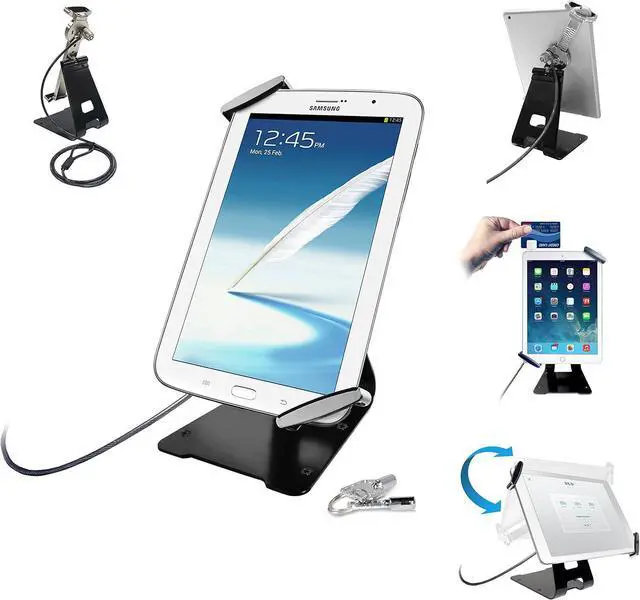 Alt view image 3 of 7 - Universal Tablet Holder - CTA Universal Anti-Theft Security Grip Holder with Metal Stand for Tablets iPad 10.2" (7th/ 8th/ 9th Generation), & Other 710" Tablets (PAD-UATGS)