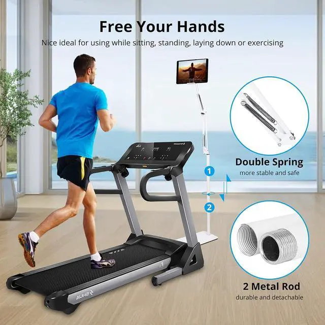 Alt view image 6 of 7 - Adjustable Tablet Floor Stand Universal 360-degree Rotatable Metal Tablet Holder Phone Stand Compatible iPad/iPhoneX/iPad Pro 4.5~12.9 Inch-Screen Phone Kindle (White)