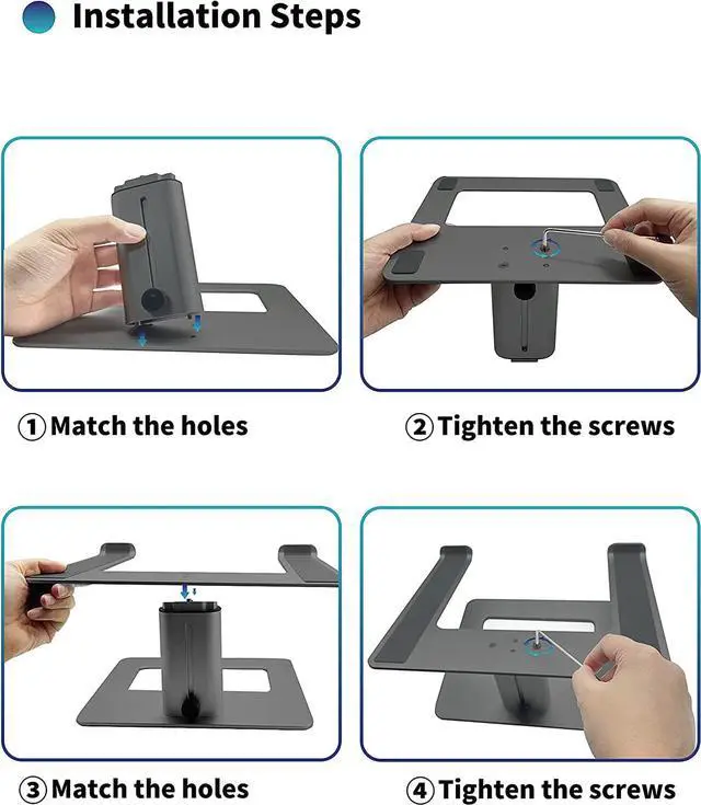 Alt view image 5 of 7 - Adjustable Laptop Stand for Desk, Computer Stand, Ergonomic Laptop Riser Holder Compatible with 10 to 17.3 Inches Notebook PC Computer, Aluminum Grey