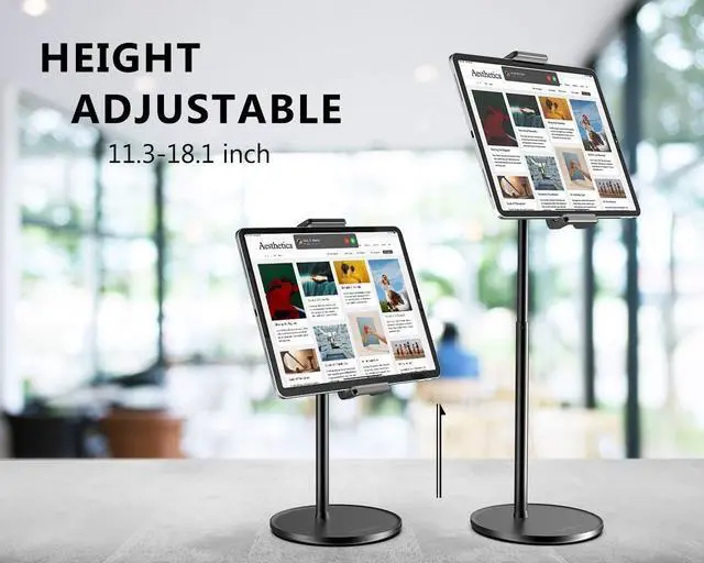 Alt view image 2 of 6 - Surface Pro Stand and Holder Height Adjustable Tablet Stand Holder Multi-Angle Adjustable Aluminum Alloy Cradle Mount Dock for 4.7-13 Screen iPad Pro Mini Air Surface Pro (Black)