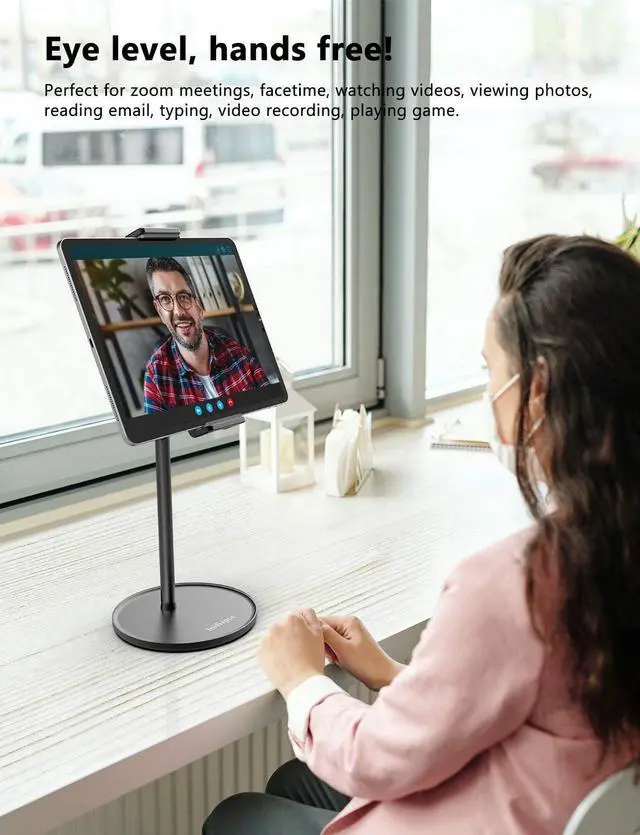 Alt view image 4 of 6 - Surface Pro Stand and Holder Height Adjustable Tablet Stand Holder Multi-Angle Adjustable Aluminum Alloy Cradle Mount Dock for 4.7-13 Screen iPad Pro Mini Air Surface Pro (Black)