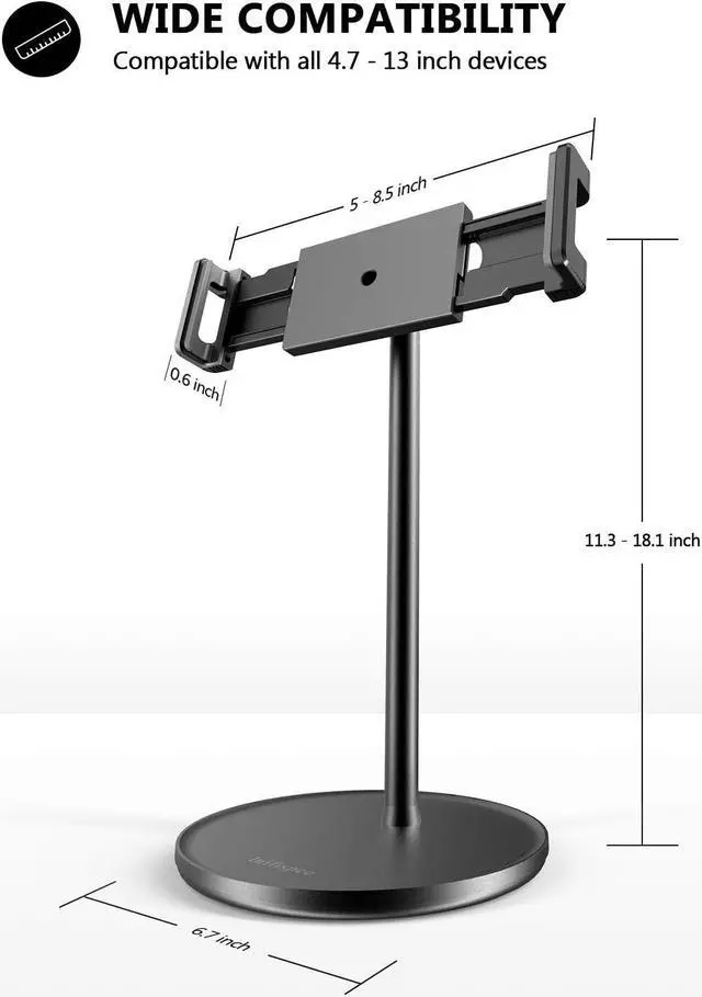Alt view image 5 of 6 - Surface Pro Stand and Holder Height Adjustable Tablet Stand Holder Multi-Angle Adjustable Aluminum Alloy Cradle Mount Dock for 4.7-13 Screen iPad Pro Mini Air Surface Pro (Black)