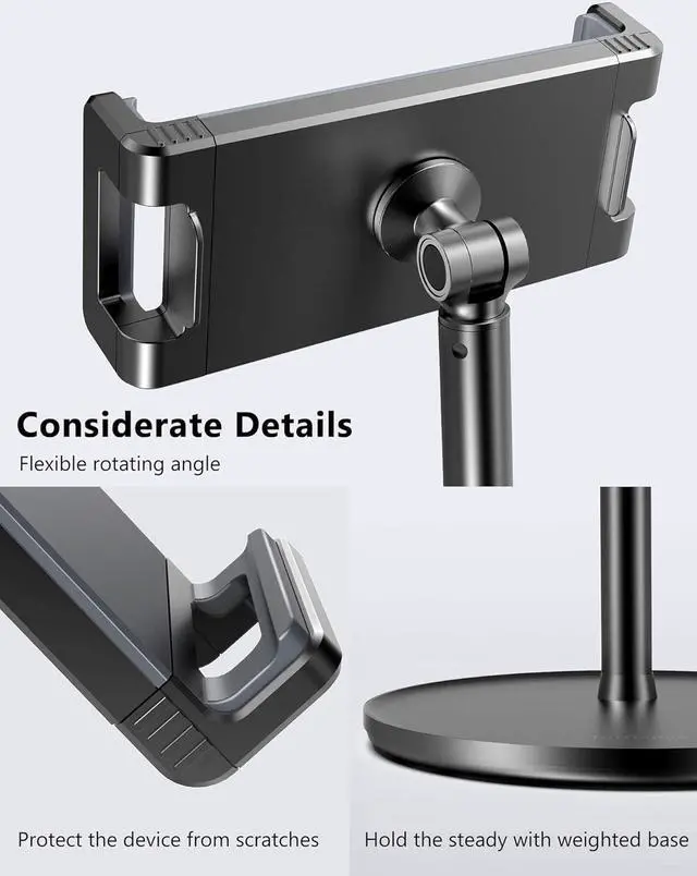 Alt view image 6 of 6 - Surface Pro Stand and Holder Height Adjustable Tablet Stand Holder Multi-Angle Adjustable Aluminum Alloy Cradle Mount Dock for 4.7-13 Screen iPad Pro Mini Air Surface Pro (Black)