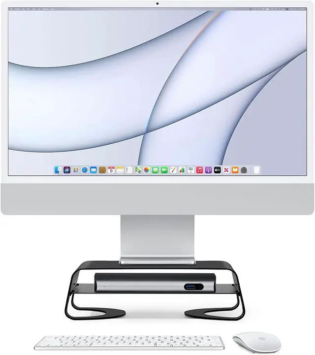 Main image of Curve Riser Monitor Stand | Ergonomic Desktop Stand with Storage Shelf for iMac and Displays Matte Black