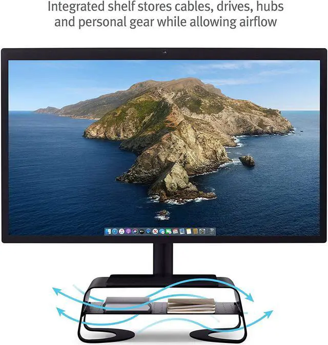 Alt view image 2 of 6 - Curve Riser Monitor Stand | Ergonomic Desktop Stand with Storage Shelf for iMac and Displays Matte Black