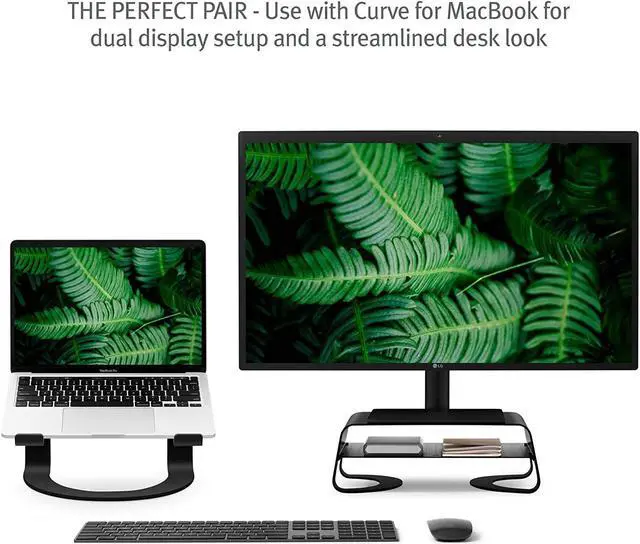 Alt view image 5 of 6 - Curve Riser Monitor Stand | Ergonomic Desktop Stand with Storage Shelf for iMac and Displays Matte Black