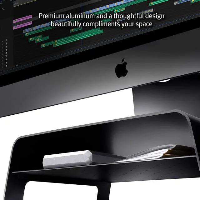 Alt view image 6 of 6 - Curve Riser Monitor Stand | Ergonomic Desktop Stand with Storage Shelf for iMac and Displays Matte Black
