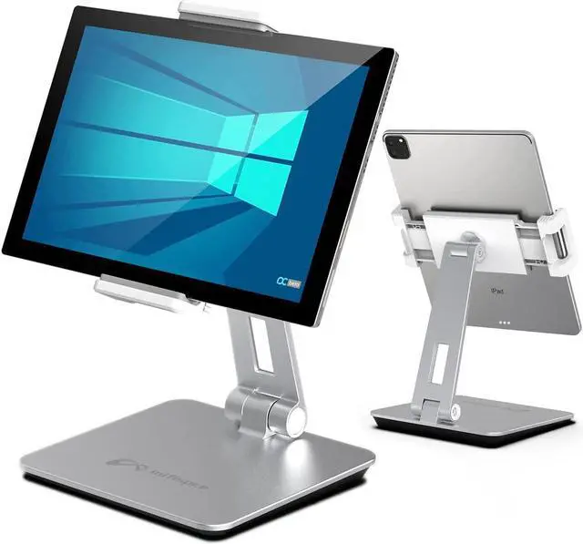 Main image of Heavy Aluminum Alloy Tablet Stand for 4.7- 13 Screen Surface Pro Series iPad Pro 12.9/11 iPad mini Air  Galaxy Tabs and More (Silver)