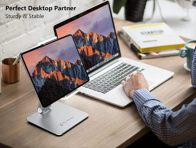 Alt view image 4 of 6 - Heavy Aluminum Alloy Tablet Stand for 4.7- 13 Screen Surface Pro Series iPad Pro 12.9/11 iPad mini Air  Galaxy Tabs and More (Silver)