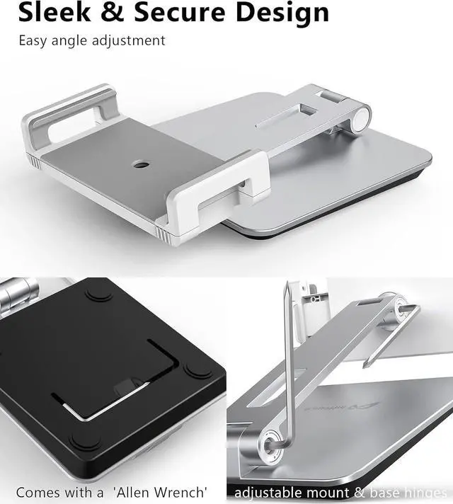 Alt view image 6 of 6 - Heavy Aluminum Alloy Tablet Stand for 4.7- 13 Screen Surface Pro Series iPad Pro 12.9/11 iPad mini Air  Galaxy Tabs and More (Silver)