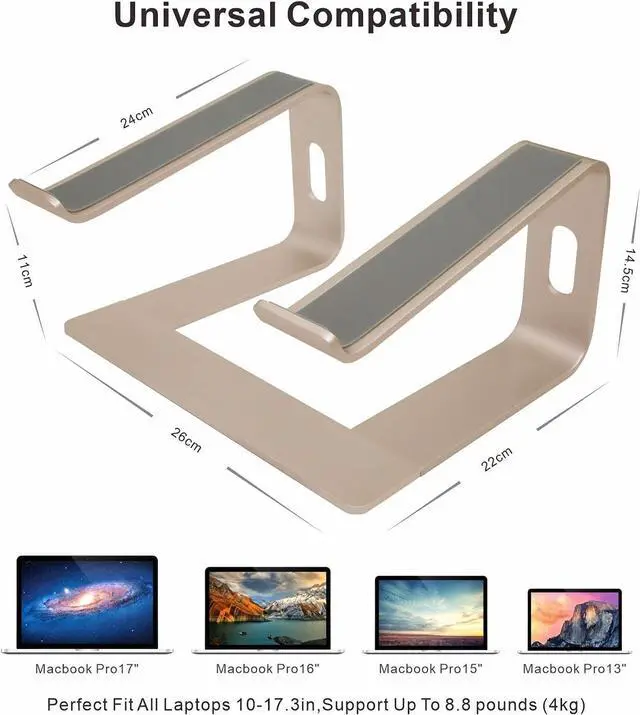 Alt view image 3 of 7 - Laptop Stand, Ergonomic Aluminum Laptop Mount Computer Stand, Detachable Laptop RiserNotebook Holder Stand All 10-17.3" LaptopsGold