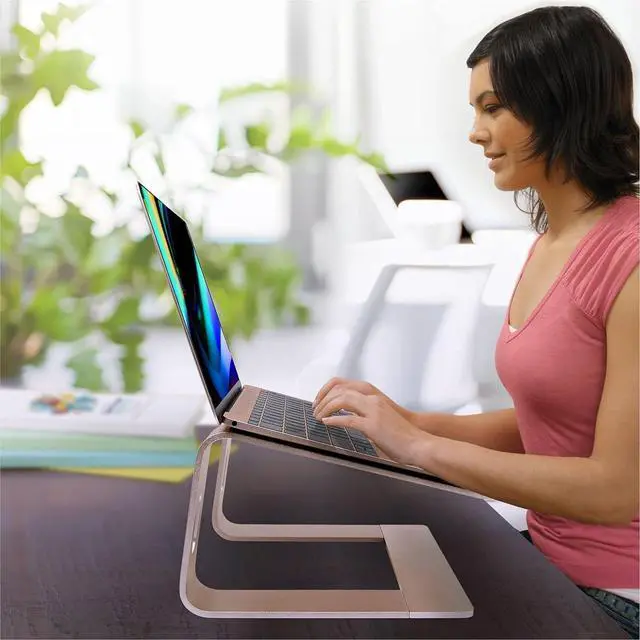 Alt view image 7 of 7 - Laptop Stand, Ergonomic Aluminum Laptop Mount Computer Stand, Detachable Laptop RiserNotebook Holder Stand All 10-17.3" LaptopsGold