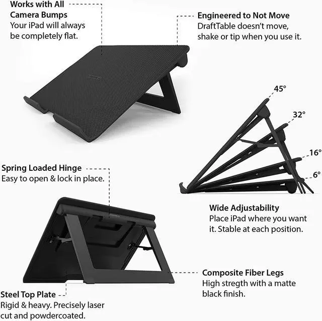 Alt view image 2 of 7 - DraftTable V2 for iPad Pro (Full Kit) : Rock-Solid & Adjustable | Tablet Stand Holder Dock for Drawing | iPad Pro Air Mini Nexus Kindle Laptop Stand