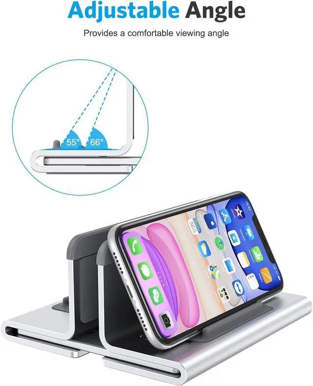 Alt view image 4 of 7 - OMOTON Upgraded Laptop Vertical Stand, 3-in-1 Laptop Holder Dock with Sturdy Silicone Pads for Ultra Protection, Suitable for iPhone/iPad/MacBook Pro/Surface/Samsung/Android Tablets, Silver