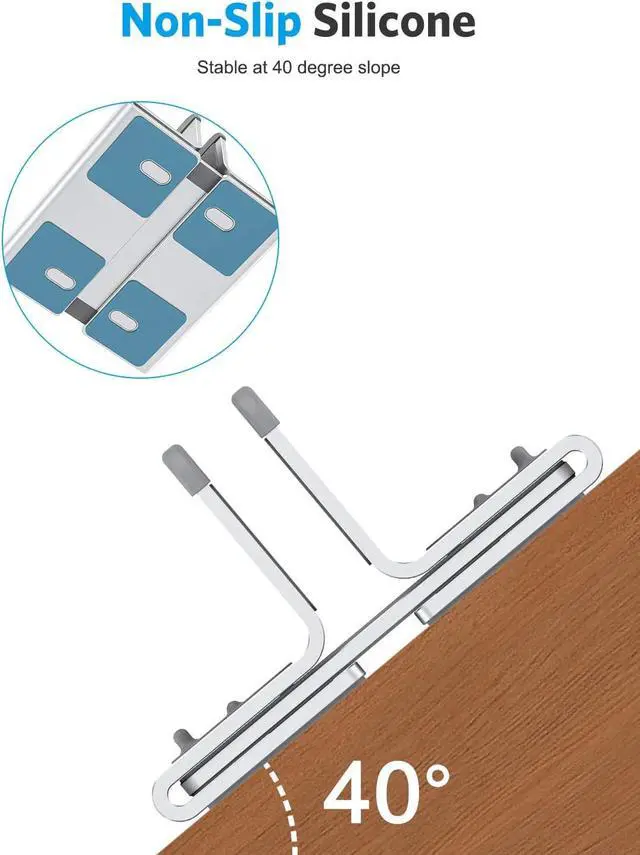 Alt view image 6 of 7 - OMOTON Upgraded Laptop Vertical Stand, 3-in-1 Laptop Holder Dock with Sturdy Silicone Pads for Ultra Protection, Suitable for iPhone/iPad/MacBook Pro/Surface/Samsung/Android Tablets, Silver