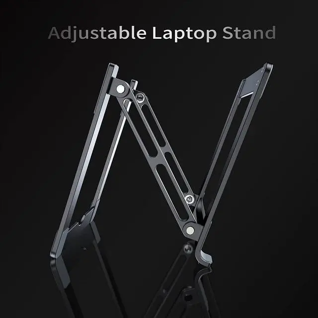 Alt view image 4 of 7 - Laptop Stand for Desk - Adjustable Laptop Holder, Portable Laptop Riser with Multi-Angle Height Adjustable Computer Stand for MacBook Air/Pro and More Notebooks 10-17.3" - Grey
