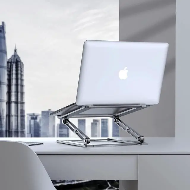 Alt view image 6 of 7 - Laptop Stand for Desk - Adjustable Laptop Holder, Portable Laptop Riser with Multi-Angle Height Adjustable Computer Stand for MacBook Air/Pro and More Notebooks 10-17.3" - Grey