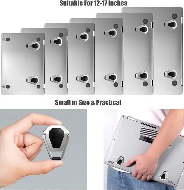 Alt view image 7 of 7 - Mini Invisible Laptop Stand Pad-2Pack(4Pcs) SUNTAIHO Aluminum Cooling Computer Keyboard Mount Kickstand,Ergonomic Lightweight Laptop Desk Stand for MacBook Pro/Air, Lenovo,12-17 Inches Tablet&Laptop