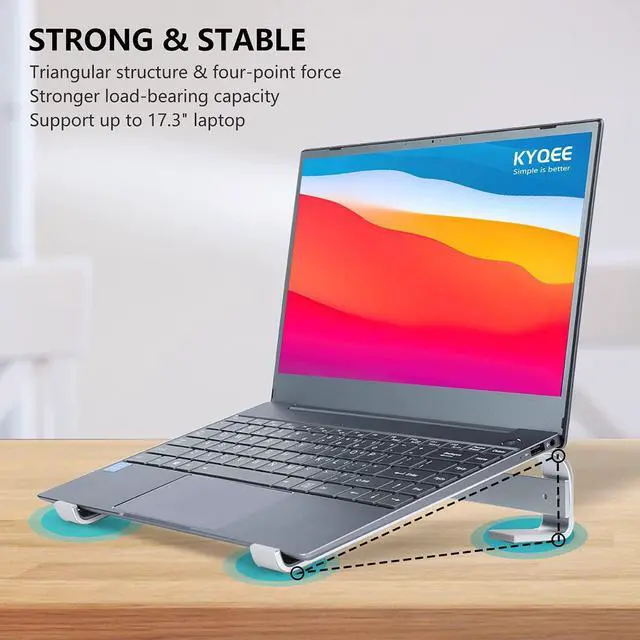 Alt view image 4 of 7 - Laptop Riser for Desk, Laptop Stand, Ergonomic Aluminum Computer Stand for Laptop, Ventilated Notebook Stand Compatible with MacBook Air Pro, Dell XPS, HP, More 11-17.3 Inches Work from Home