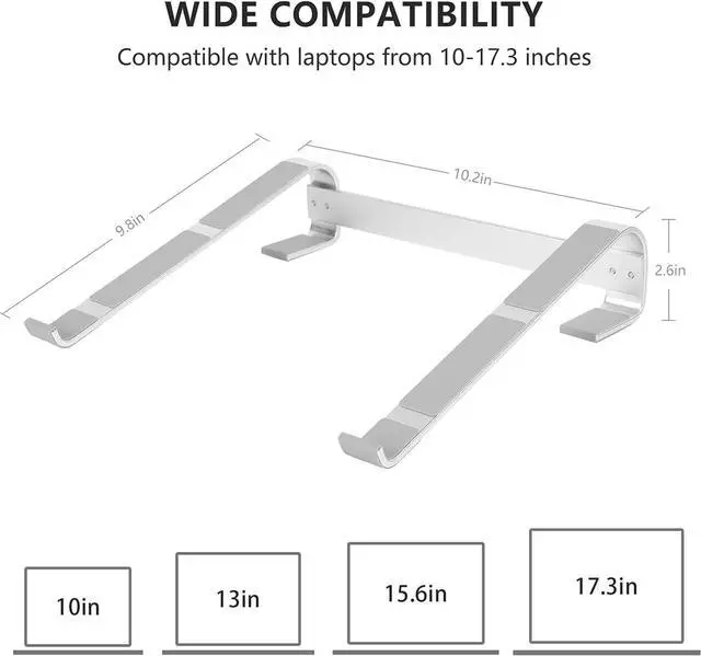 Alt view image 7 of 7 - Laptop Riser for Desk, Laptop Stand, Ergonomic Aluminum Computer Stand for Laptop, Ventilated Notebook Stand Compatible with MacBook Air Pro, Dell XPS, HP, More 11-17.3 Inches Work from Home