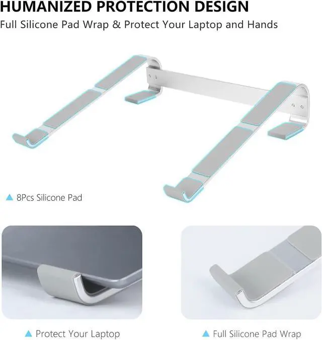 Alt view image 5 of 7 - Laptop Riser for Desk, Laptop Stand, Ergonomic Aluminum Computer Stand for Laptop, Ventilated Notebook Stand Compatible with MacBook Air Pro, Dell XPS, HP, More 11-17.3 Inches Work from Home