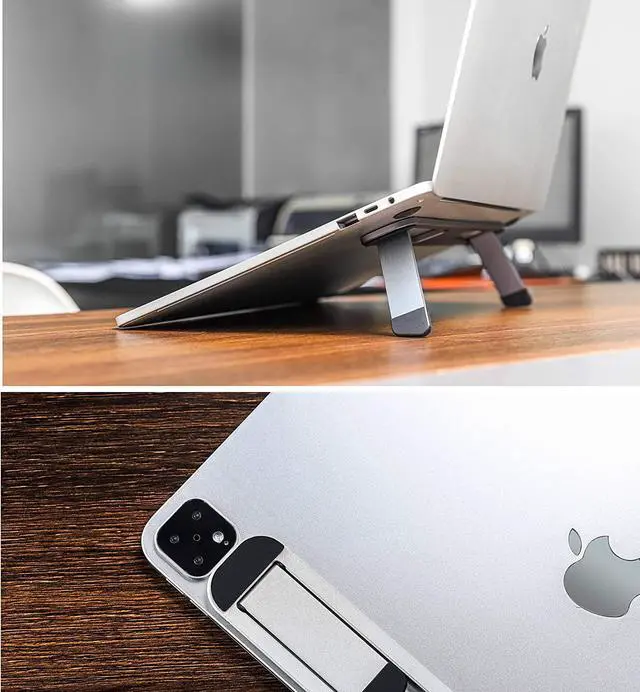 Alt view image 6 of 7 - Laptop Riser for Desk  Aluminum Foldable Laptop Stand for 10-16 Models Including MacBook, MacBook Air, iPad, HP and More  Self-Adhesive Portable Laptop Stand with Non-Skid Feet