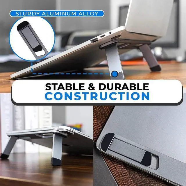Alt view image 4 of 7 - Laptop Riser for Desk  Aluminum Foldable Laptop Stand for 10-16 Models Including MacBook, MacBook Air, iPad, HP and More  Self-Adhesive Portable Laptop Stand with Non-Skid Feet