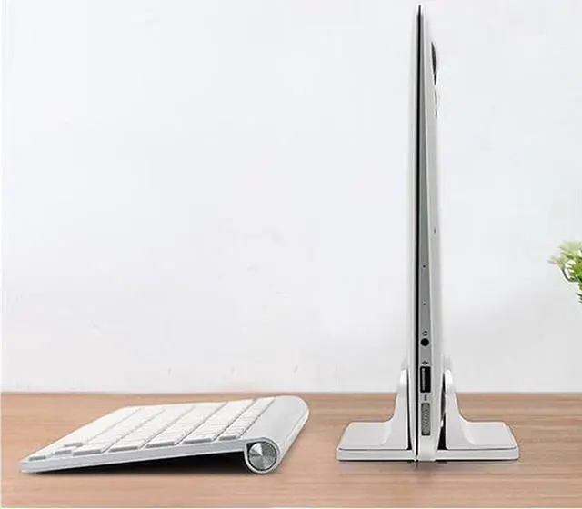 Alt view image 6 of 6 - Vertical Laptop Stand for Desk [Adjustable] Sturdy Aluminum Dock Fits All Laptops (up to 20.3 inches) Space Saving, Modern Compact Holder, Compatible with MacBook Pro/Air, Surface, HP, Dell (Silver)