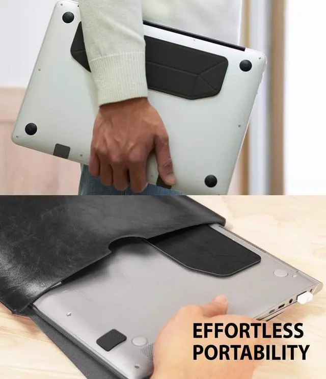 Alt view image 6 of 7 - Ringke Laptop Stand Anti-Slide Smart Folding Portable Slim and Weightless Adhesive Stand for Laptop, iPad, Tablet, and More - Black
