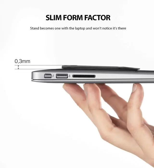 Alt view image 7 of 7 - Ringke Laptop Stand Anti-Slide Smart Folding Portable Slim and Weightless Adhesive Stand for Laptop, iPad, Tablet, and More - Black