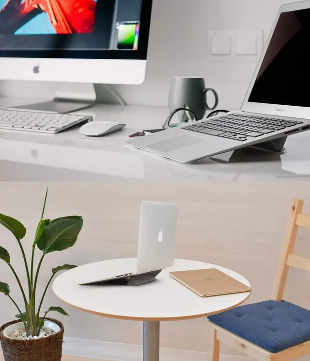 Alt view image 4 of 7 - Ringke Laptop Stand Anti-Slide Smart Folding Portable Slim and Weightless Adhesive Stand for Laptop, iPad, Tablet, and More - Black