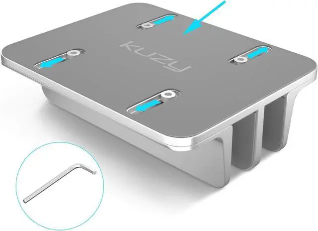 Alt view image 5 of 6 - Kuzy Aluminum Laptop Stand, Dual-Slot Vertical Holder for MacBook, Gaming Laptops & Tablets, Adjustable & Secure, Silver, Laptop Stand Vertical