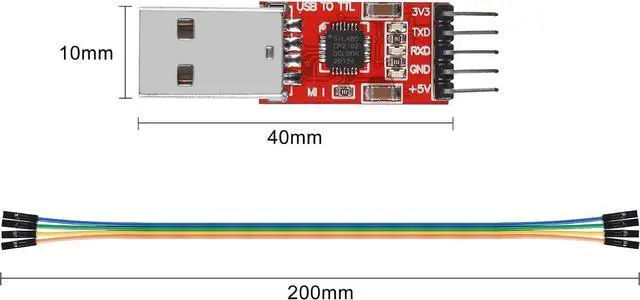 Alt view image 5 of 5 - 3Pcs CP2102 USB 2.0 to TTL 5Pin Serial Adapter USB to TTL Serial Converter Module for UART STC 3.3V and 5V with Dupont Wire (USB 2.0 to TTL CP2102)